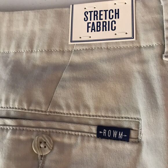 ROWM Shorts Mens 50 BIG Bermuda Flat Front Stone Chino Walking Stretch $46 NEW - Picture 5 of 6